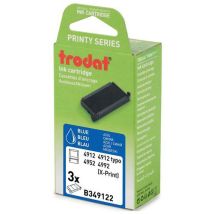 Trodat - Pack 3 Cassettes d'Encres Bleues pour Tampon 4912 - Éco-responsable 74% Recyclé