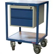 Servante 400kg 2 Plateaux Bois 600x600 Mm 2 Tiroirs