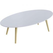 Table Basse Scandi 60x115 Cm Pied Hêtre Plateau Blanc