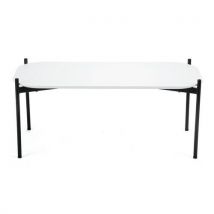 Table Basse Meet 50x100 Cm Pied Noir Plateau Blanc