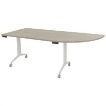 Table Abattante Avel 200x80 Angle À D Chêne Gris/pied Blanc