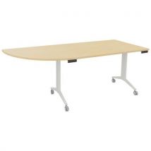 Table Abattante Avel 200x80 Angle À Gauche Hêtre/pied Blanc