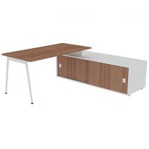 Bureau Plateau 160x80 Noyer Canaletto Pieds Blanc