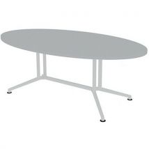 Table De Réunion Plateau Ovale L.200 Gris Pieds Blanc