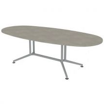 X2 Table De Réunion Plateau Ovale L.240 Béton Pieds Alu