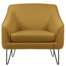 Fauteuil 1 Place Aya Pied Métal Tissu Chiné Moutarde Non Feu M1