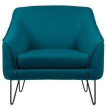 Fauteuil 1 Place Aya Pied Métal Tissu Chiné Turquoise Non Feu M1