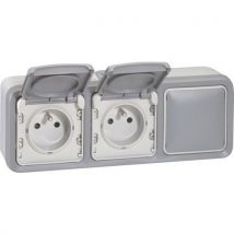 Boîtier À Embouts À 3 Postes Horizontaux Plexo Gris