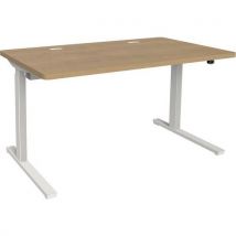 Adema+ Bureau Rég. Élect. 140x80cm Plat. Chêne Auth./blanc