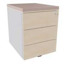 Caisson Mobile 3 Tiroirs Acier Argent/chêne Naturel/taupe