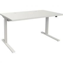 Adema+ Bureau Rég. Élect. 140x80cm Plat. Blanc Piet. Blanc