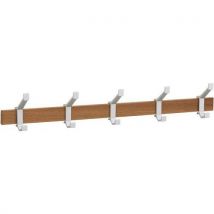 Portemanteau Mural Bois 5 Patères Argent
