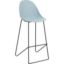 Tabouret Haut Void Pied Noir Assise Bleue