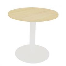 Table Meeting Ronde D.80 Chene 25mm Piet. Tulipe Blanc