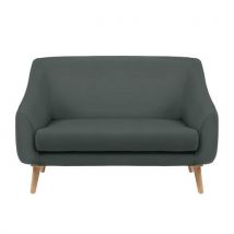 Canapé 2 Places Aya Pied Bois Tissu Enduit Pvc Non Feu M1 Cendre
