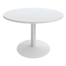 Table Réunion Pied Central Métal Ø 120 Cm Blanc/blanc