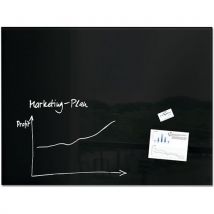 Sigel - Tableau magnétique en verre XL Noir 120x90cm - Surface effaçable et durable - Fixation murale incluse