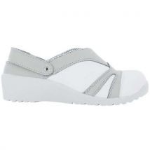 Sabot De Sécurité Femme En Microfibre Blanche Et Grise. T40