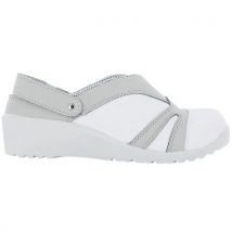 Sabot De Sécurité Femme En Microfibre Blanche Et Grise. T41