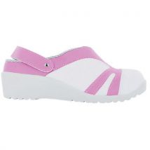Sabot De Sécurité Femme En Microfibre Blanche Et Rose T39