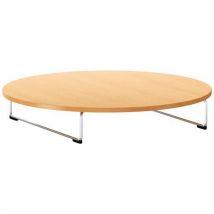 Table Basse Loggia Pied Arche Chromé Plateau Chêne Ø 110 Cm