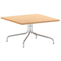 Table Basse Loggia 4 Pieds Chromés Plateau Chêne 60x60 Cm