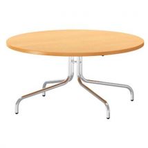 Table Basse Loggia 4 Pieds Chromés Plateau Chêne Ø 70 Cm