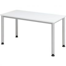 Bureau Droit Pieds Ronds 140 Cm Blanc