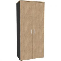 Armoire Haute 180x80 4 Tab. Métal Ds Carbone/chêne Clair