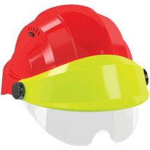 Casque Avec Lunette Orizon - Rouge - Visière Jaune Fluo