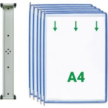 Support Mural Magnétique Tarifold - A4 - 5 Poches - Bleu