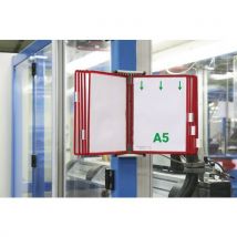 Support Mural Métal Tarifold - A5 - 10 Poches Pp - Rouge