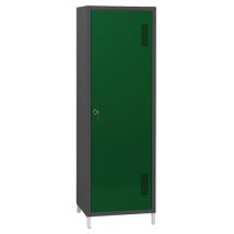 Armoire de rangement vestiaire standard acier 600mm anthracite portes vert 6029 5 compartiments à clé livrée montée 7 ans garantie