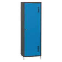Armoire Penderie-rangement L600 Corps Anthracite Portes Bleu 5012