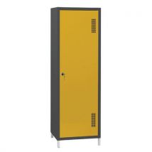 Armoire Penderie-rangement L600 Corps Anthracite Portes Jaune 1018