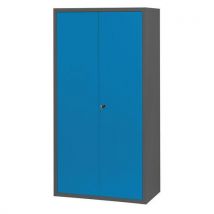 Armoire Penderie-rangement L900 Corps Anthracite Portes Bleu 5012