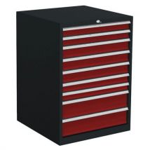 Meuble 9 tiroirs non-aménageables 870x1450 Anthracite/Rouge - Anjou Tolerie