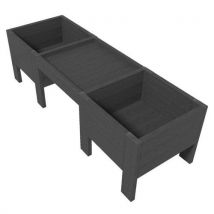 Lot De 2 Jardinières 4 Pieds Et Table De Rempotage Au Milieu - Gris