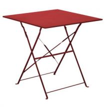 Proloisirs - Guéridon Cuba 70x70 cm Rouge - Plateau Acier Carré - Usage Collectivité Extérieur - Robuste et Durable