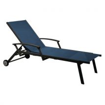 Bain De Soleil Lit Florence Avec Accoudoirs Alu/tpep Graphite/bleu