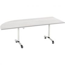 Table Axe Stratifiée Angle Intégré Gauche 205x80 Cm Gris/blanc