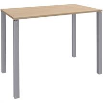 Table Haute 4 Pieds L140xh105xp60cm Chêne Clair/pied Alu