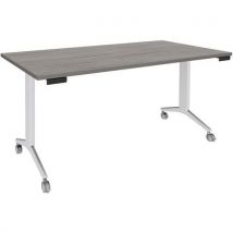 Table 160x80 Cm Chêne Gris/pied Blanc