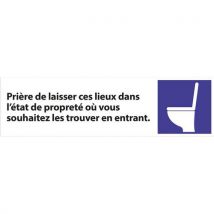 Pavo - Panneau Prière de laisser ces lieux propres - Acier Rigide Adhésif 140x47mm - Signalétique de sécurité