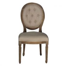 Chaise Médaillon Capitonné Tissu Coloris Lin