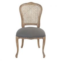 Chaise Louis Xv Dossier Canné Tissu Coloris Gris