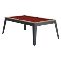 Billard Steel Cadre Chêne Sablé Tapis Rouge Pieds Gris