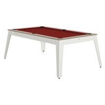Billard Steel Cadre Oslo Tapis Rouge Pieds Blancs
