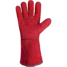 Gants De Protection Thermique Cuir Soudeur Croûte Rouge Double Avec Manchette 15 Cm