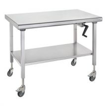 Table Sur Roues Centrale Ht Réglable Ergonomix Avec Étag 700x1400 Mm